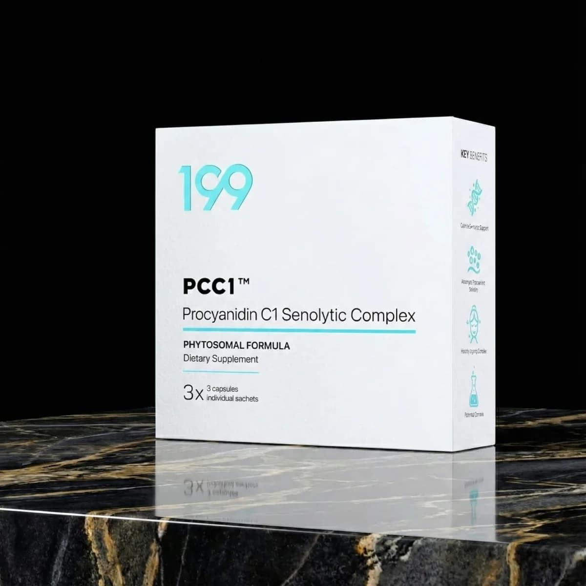 Front of the PCC1™ box and sachets